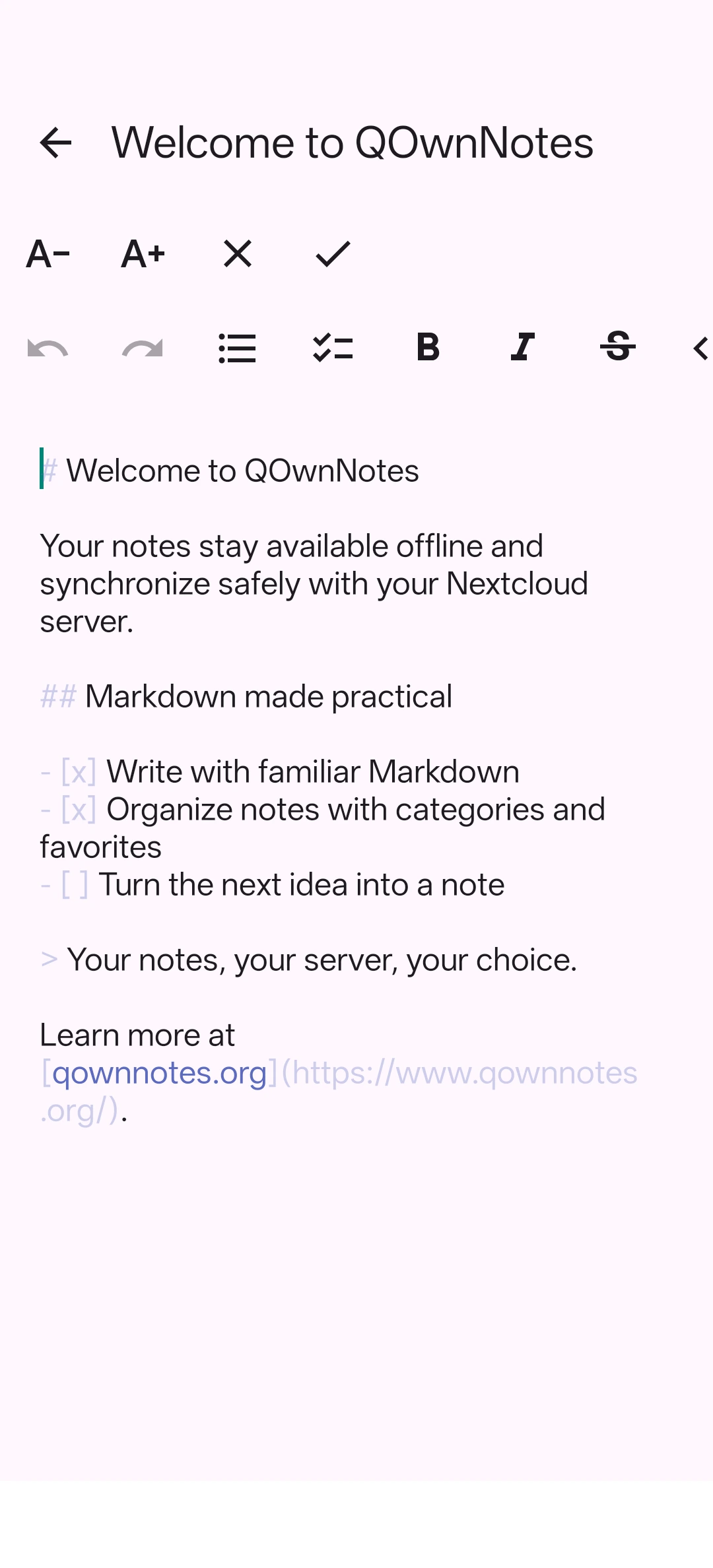 QOwnNotes Android note edit