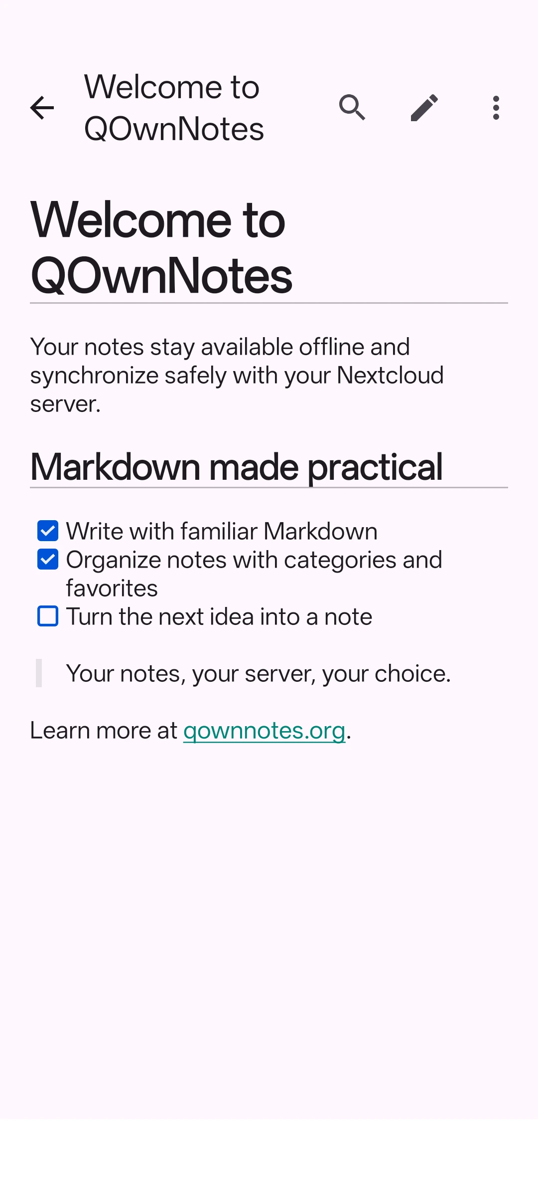 QOwnNotes Android note view